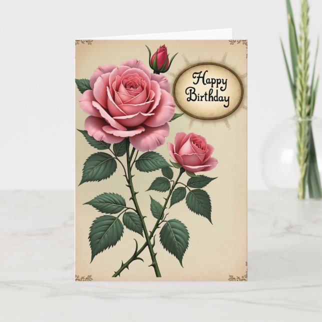 Sweet Birthday Rose Card (Front)