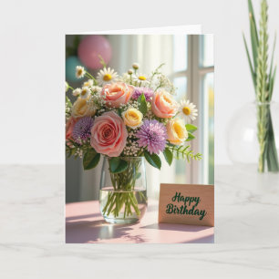 Sweet Birthday Rose Vase Card