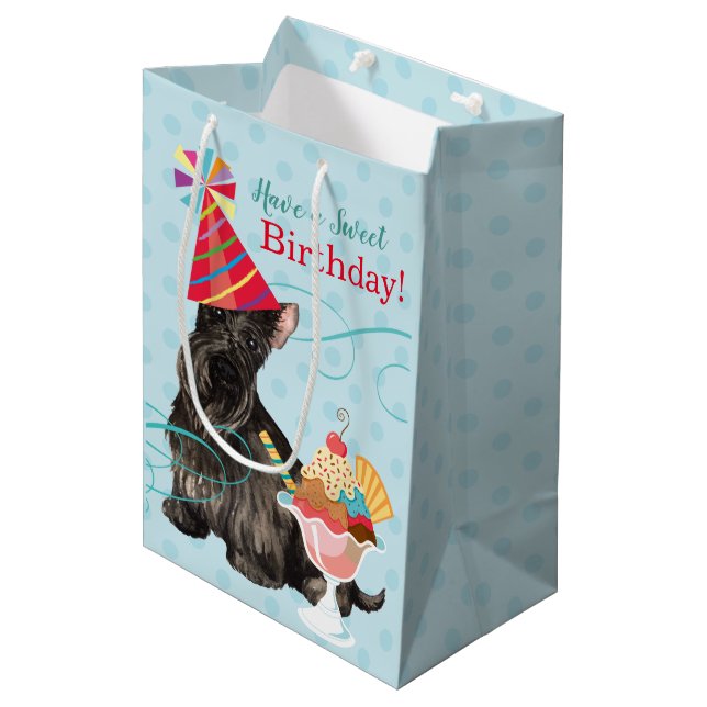 Sweet Birthday Scottish Terrier Medium Gift Bag (Front Angled)