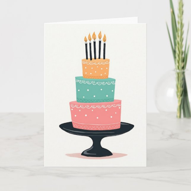 Sweet Birthday Tiered Cake Card (Front)