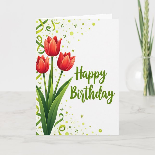 Sweet Birthday Tulips Card (Front)
