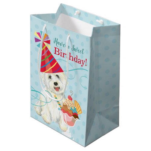 Sweet Birthday Westie Medium Gift Bag