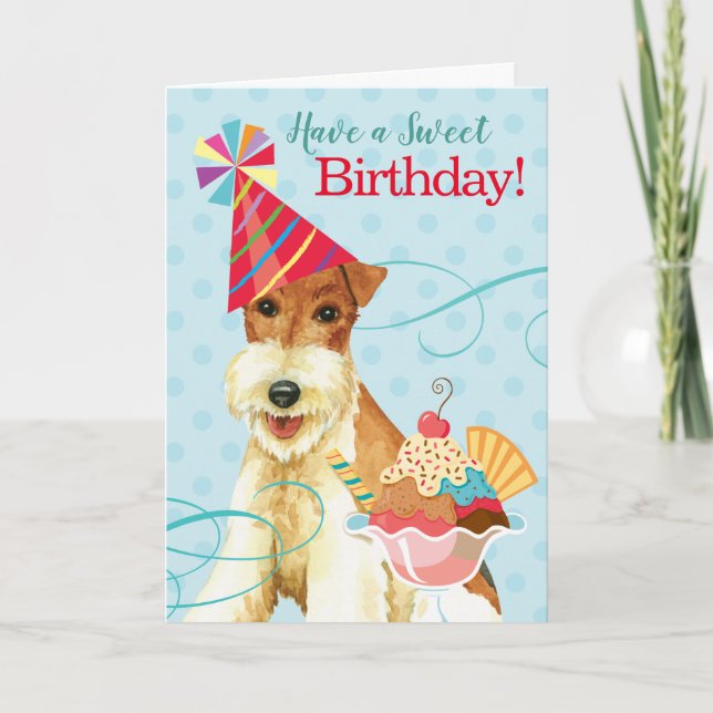 Sweet Birthday Wire Fox Terrier Card (Front)