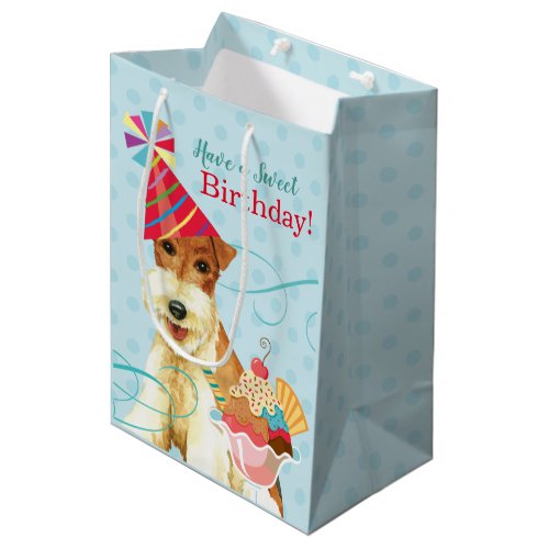 Sweet Birthday Wire Fox Terrier Medium Gift Bag