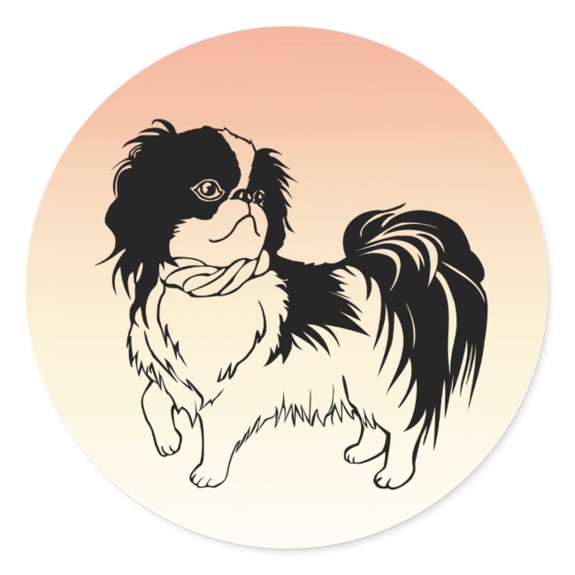 Sweet Black and White Dog on Orange Sticker