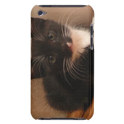 Sweet black and white Kitten looking at YOU Barely There iPod Case