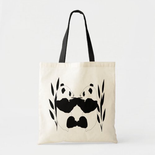 Sweet Black and White Panda Bears Animal Tote Bag