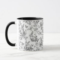 Sweet Black Bunny Rabbits French Toile