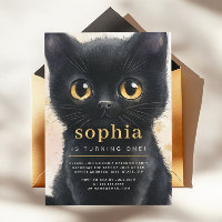 Sweet Black Cat First Birthday Party