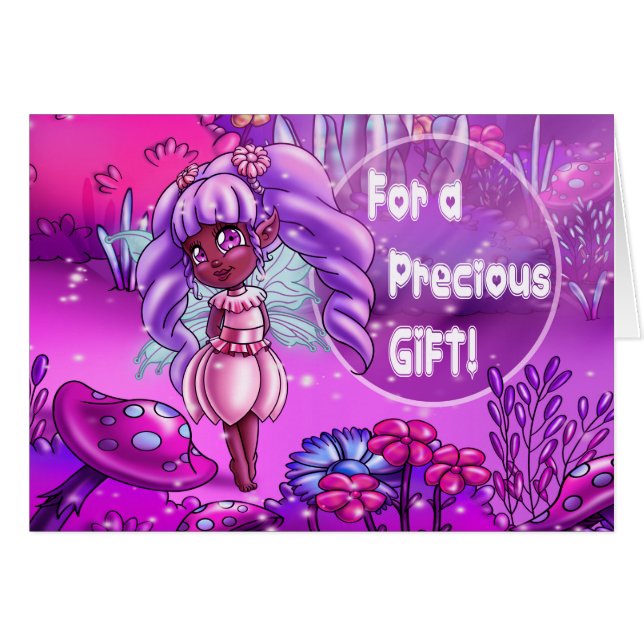 Sweet Black Fairy Birthday Cards (Front Horizontal)