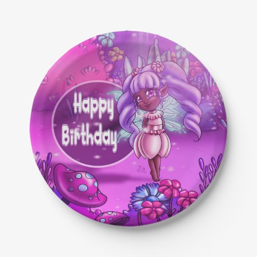 Sweet Black Fairy Birthday Paper Plates