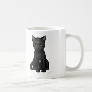 Sweet Black Kitty Cat with Bright Golden Eyes Coffee Mug