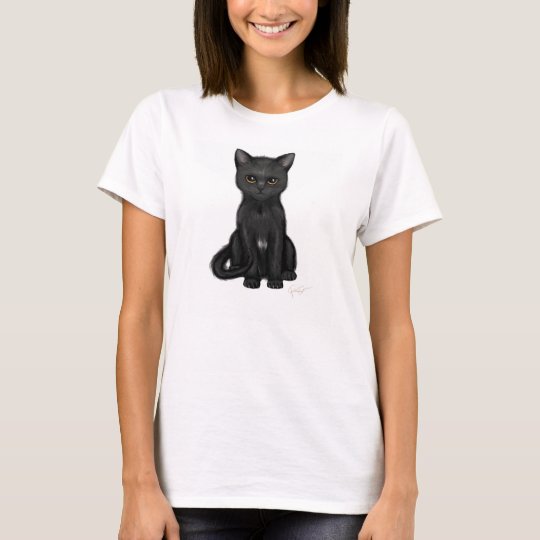 Sweet Black Kitty Cat with Bright Golden Eyes T-Shirt