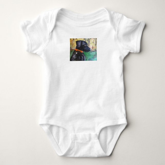 Sweet Black Lab Baby T Shirt by Willowcatdesigns (Front)