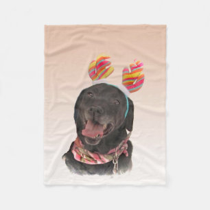 Sweet Black Labrador Retriever Dog Fleece Blanket