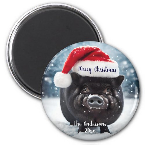 Sweet Black Piggy Christmas  Magnet