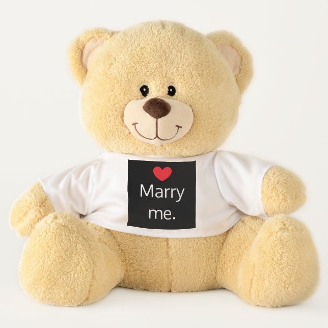 Sweet Black, White, and Red Marry Me  Teddy Bear (Front)