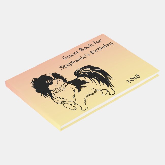 Sweet Black White Dog Orange Birthday Guest Book