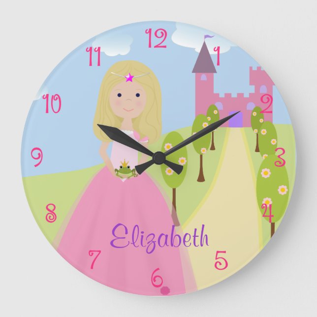 Sweet Blond Princess Personalized Large Clock (Front)