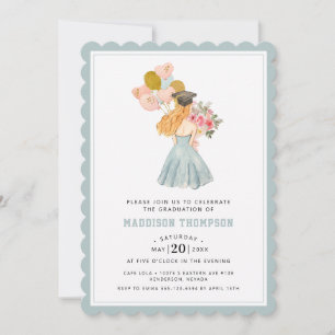 Sweet Blonde Girl Watercolor Graduation Invitation