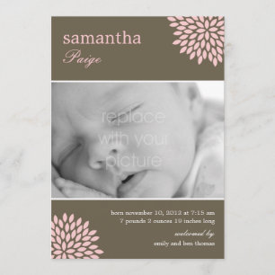 Sweet Bloom Baby Girl Birth Announcement