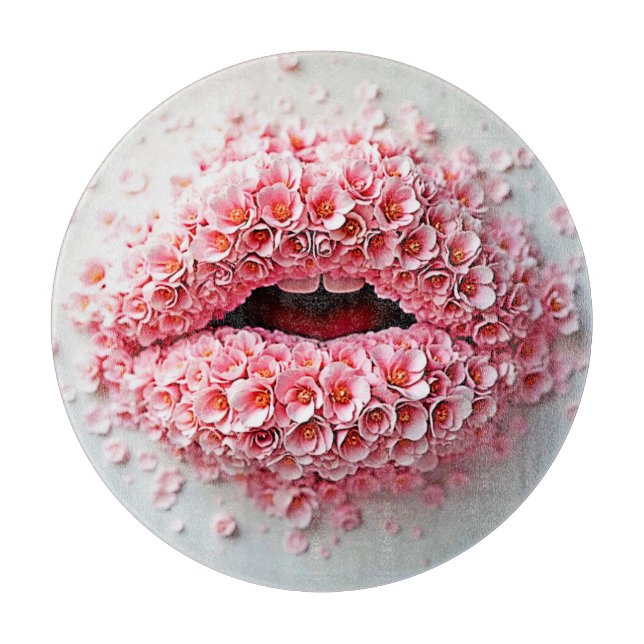 Sweet Bloom Lips Art Cutting Board (Front)