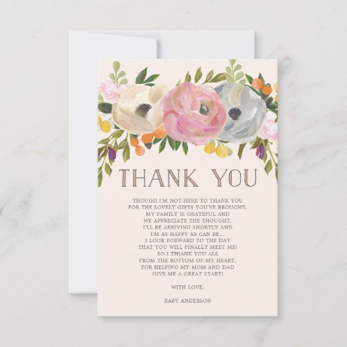 Sweet Blooms Floral Baby Shower Thank You Invitation