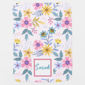 Sweet Blossoms Baby Blanket | Pink & Yellow Floral