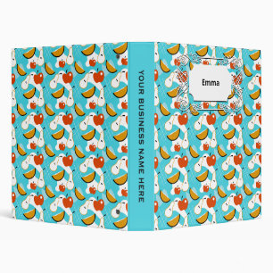 Sweet Blue Abstract Pear Apple Orange Fruit 3 Ring Binder