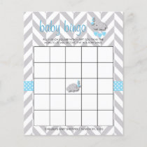 Sweet Blue and Gray Elephant Baby Shower Bingo