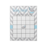 Sweet Blue and Gray Elephant Baby Shower Bingo Notepad