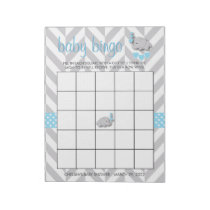 Sweet Blue and Gray Elephant Baby Shower Bingo Notepad