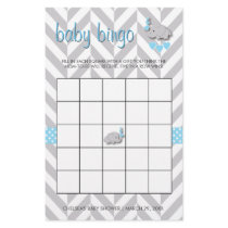 Sweet Blue and Gray Elephant Baby Shower Bingo Stationery