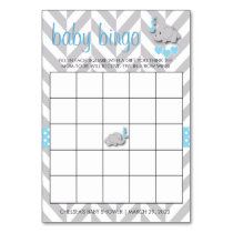 Sweet Blue and Gray Elephant Baby Shower Bingo Table Number