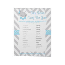Sweet Blue and Gray Elephant Baby Shower - Game Notepad