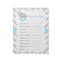 Sweet Blue and Gray Elephant Baby Shower - Wishes Notepad