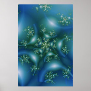 Sweet Blue and Green Fractal Art Poster