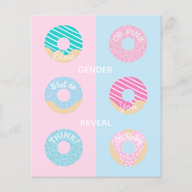 Sweet blue and pink donuts baby gender reveal (Front)