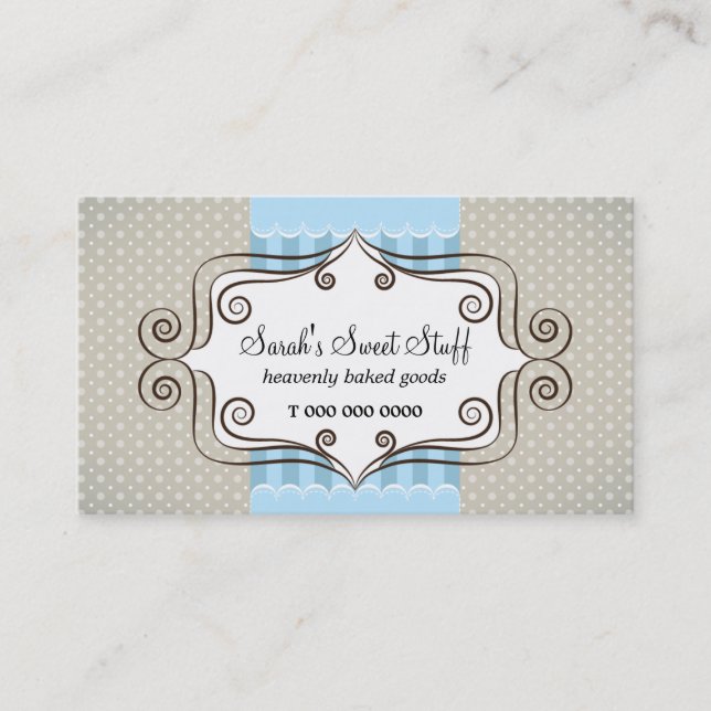 Sweet Blue and Polka Dots Business Card (Front)