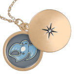 Sweet Blue And White Bird Ink Drawing Design Locket Necklace at Zazzle