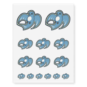 Sweet Blue And White Bird Ink Drawing Design Temporary Tattoos