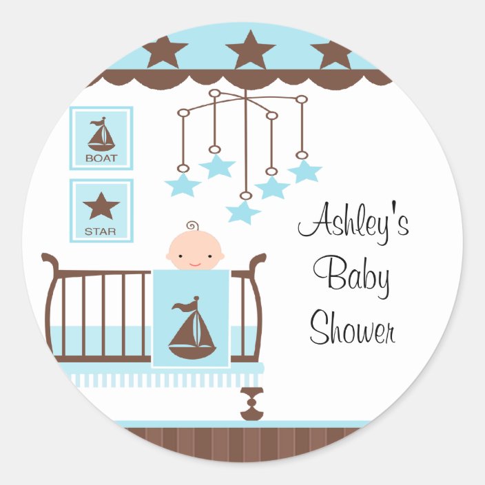 Sweet Blue Baby Room Baby Shower Sticker | Zazzle.com