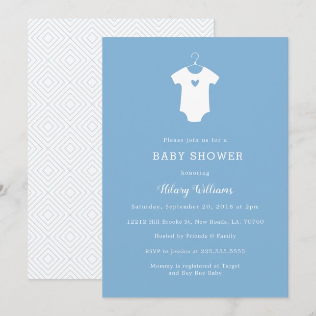 Sweet Blue Baby Shower Invitations (Front/Back)