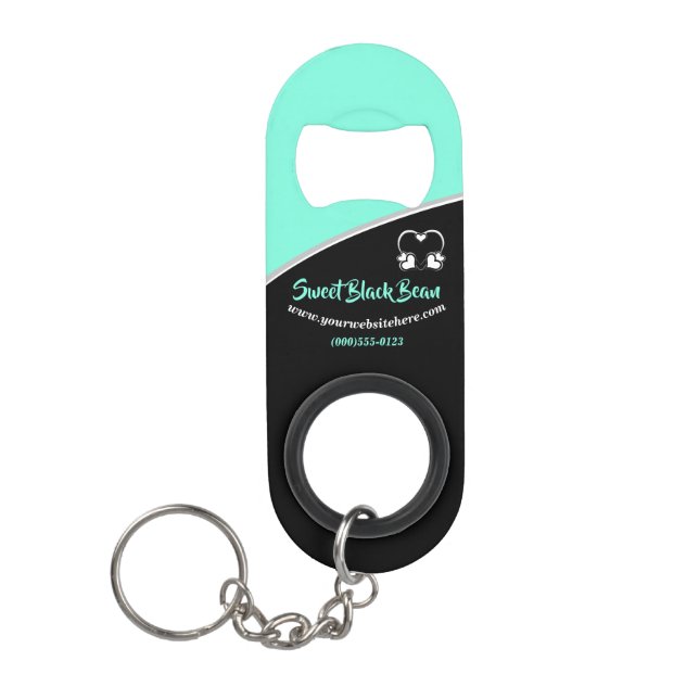 Sweet blue Bean Promotional Business Keychain Bottle Opener (Front)