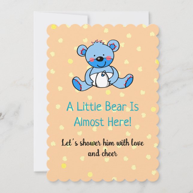 Sweet Blue Bear Baby Shower Design Invite (Front)