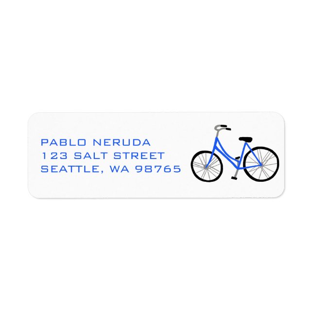 Sweet Blue Bicycle Bike CUSTOM Mailing Address Label (Front)