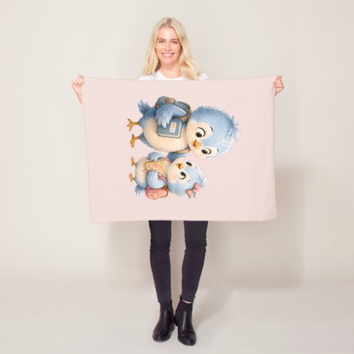 Sweet Blue Bird Brother Fleece Throw Blanket