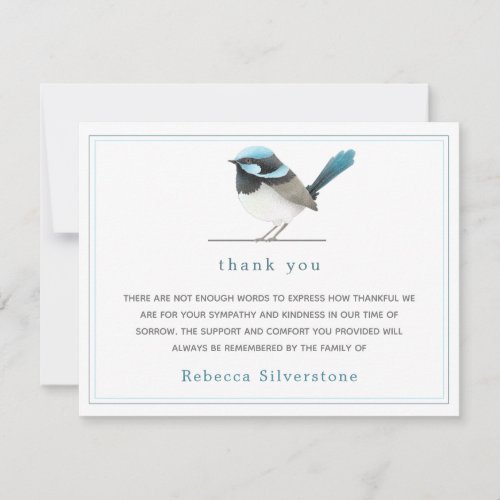Sweet Blue Bird _ Simple Elegant Funeral Thank You Note Card