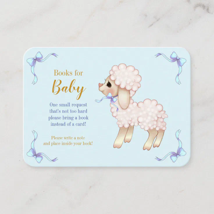Sweet Blue Boy Lamb Baby Shower Book Request Enclo Enclosure Card Zazzle