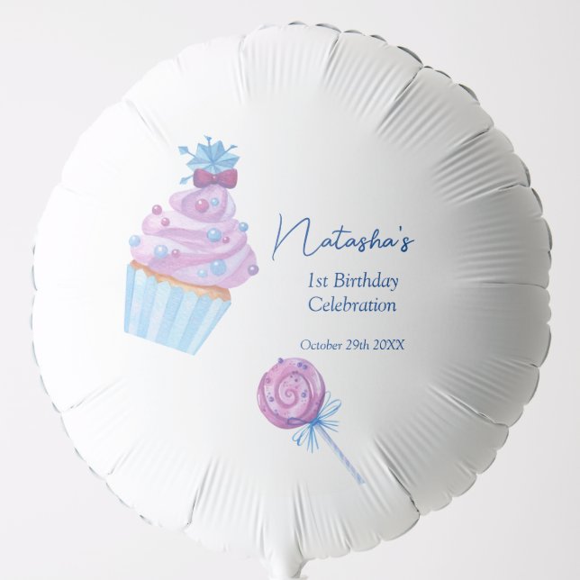 Sweet blue candy birthday balloon (Front)